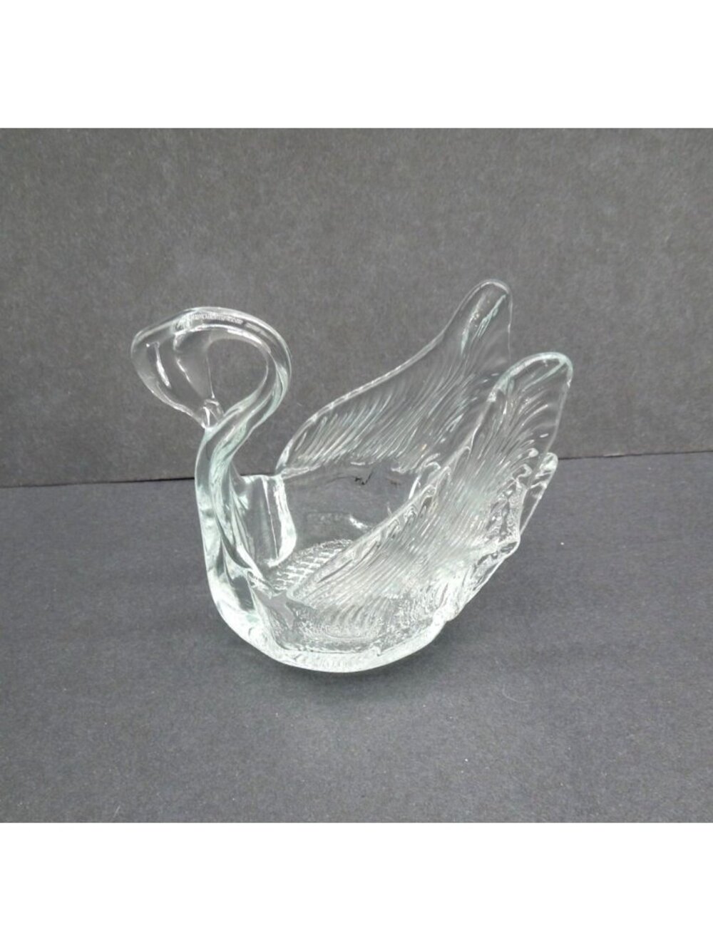 Swan Dish Pressed Glass Figural Trinket Candy Vintage